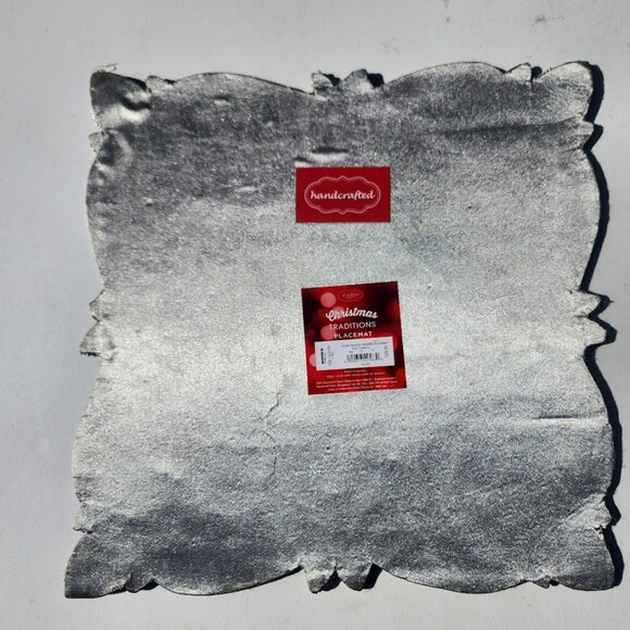 Embroidered Beaded Square Placemat Table Setting Holiday Christmas Decor Silver - Picture 8 of 8